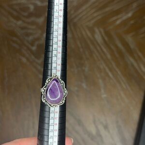 Large Natural Amethyst Teardrop Ring